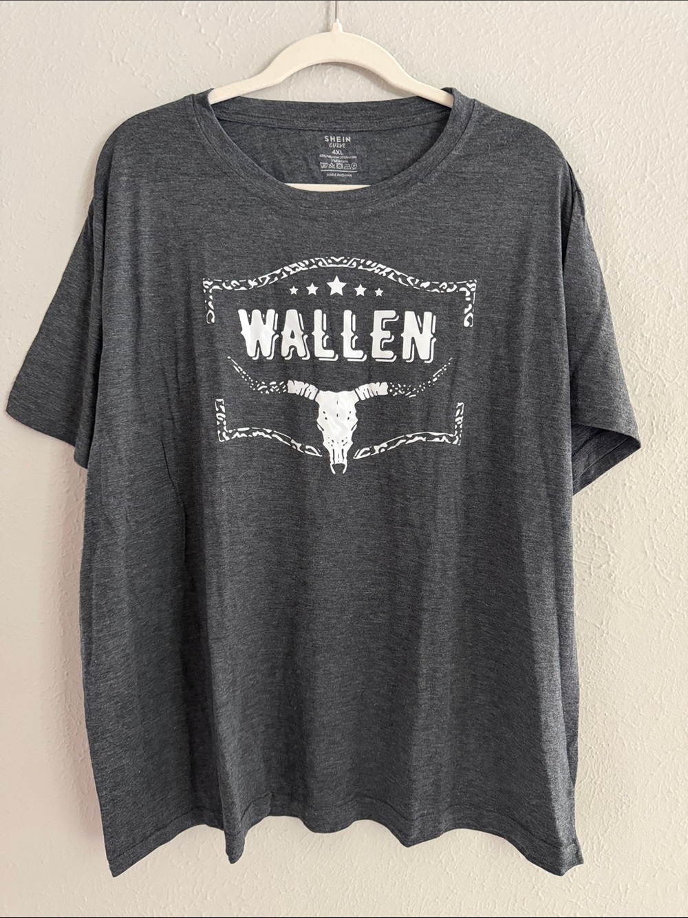 SHEIN Charcoal Gray 'Wallen' Graphic Short Sleeve Tee